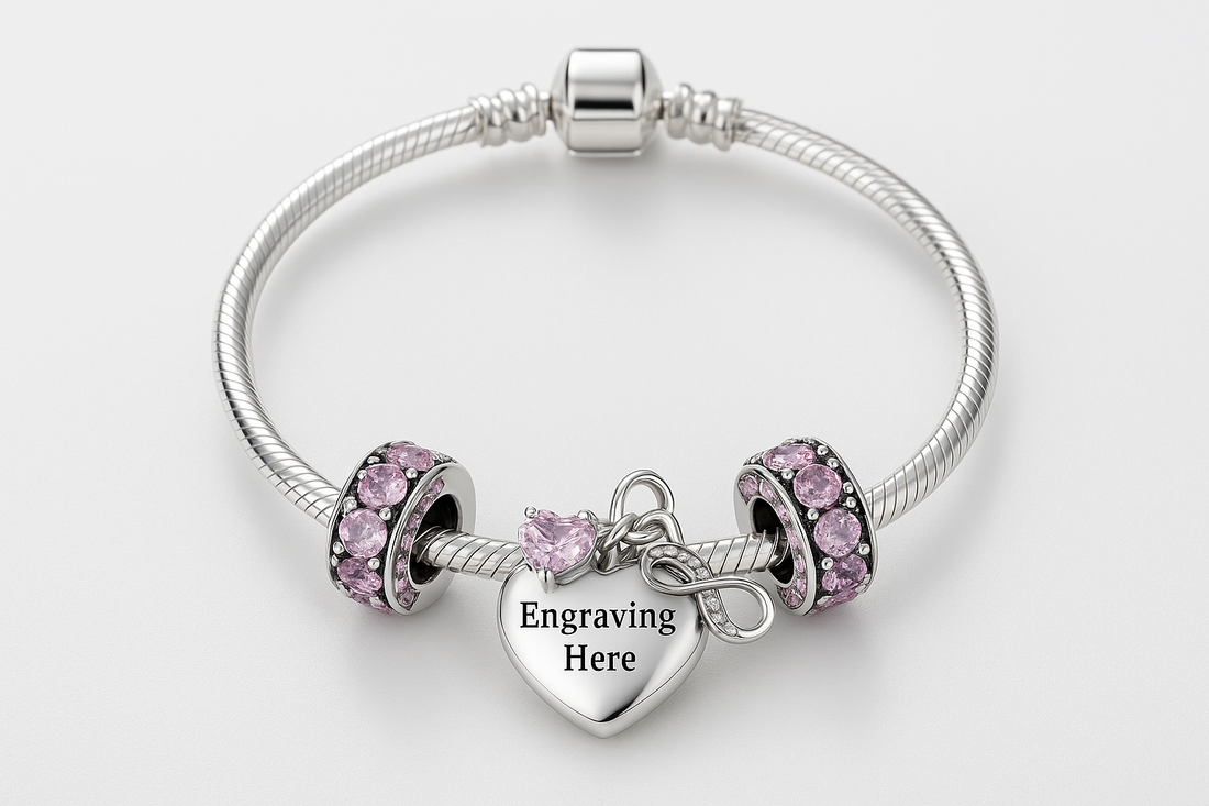 Celebrate Love – Valentine’s Day Custom Sterling Silver Charm Bracelet with Engravable Heart
