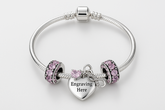 Celebrate Love – Valentine’s Day Custom Sterling Silver Charm Bracelet with Engravable Heart