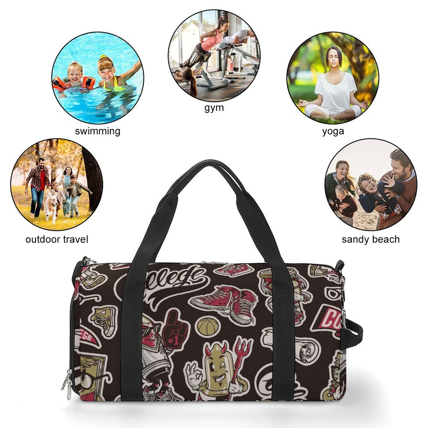 Sac de sport personnalisé avec impression, sac de sport sec et humide séparé, sac de sport, sac de sport, sac à main d'entraînement, sac à dos de yoga