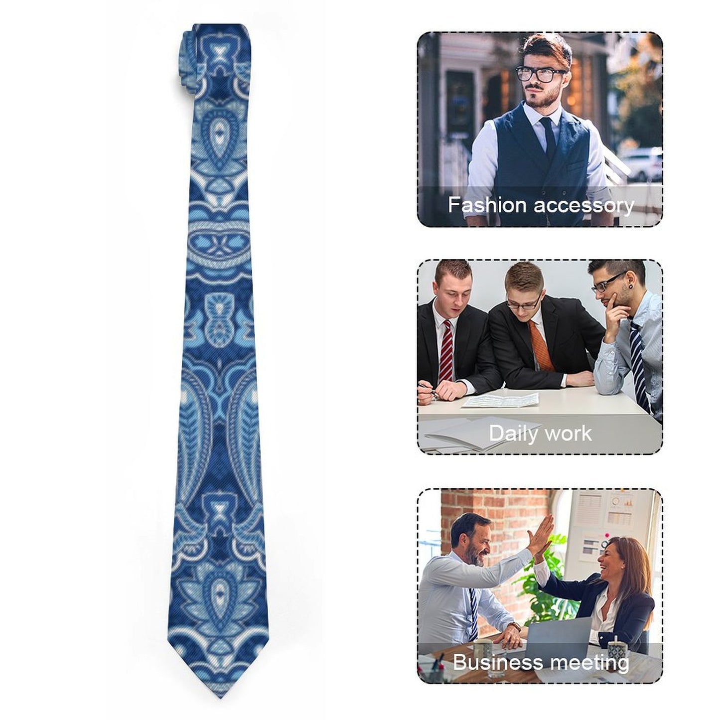 Cravate classique à imprimé floral pour homme, 8,6 cm, idéale pour les mariages, les mariés, les garçons d'honneur, les missions, les bals et les cadeaux.