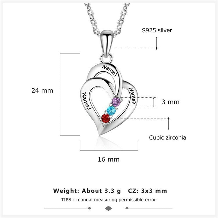 Collier prénom personnalisé avec pierre de naissance - Bijoux personnalisés pour femmes, cadeaux de fête des mères, collier maman et fille, breloque cœur gravée