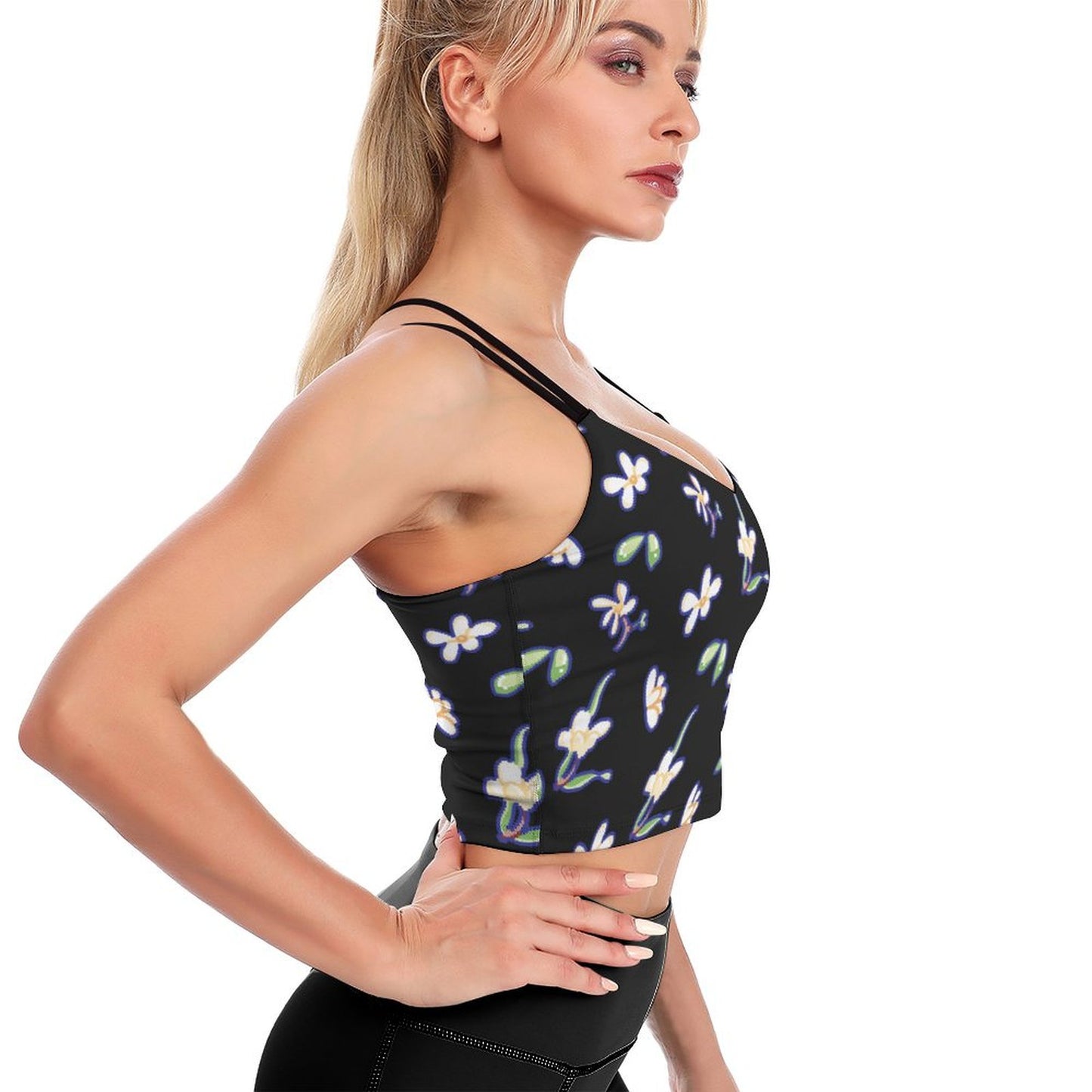 Soutien-gorge de sport rembourré personnalisé à col rond pour femmes, débardeur d'entraînement de yoga croisé