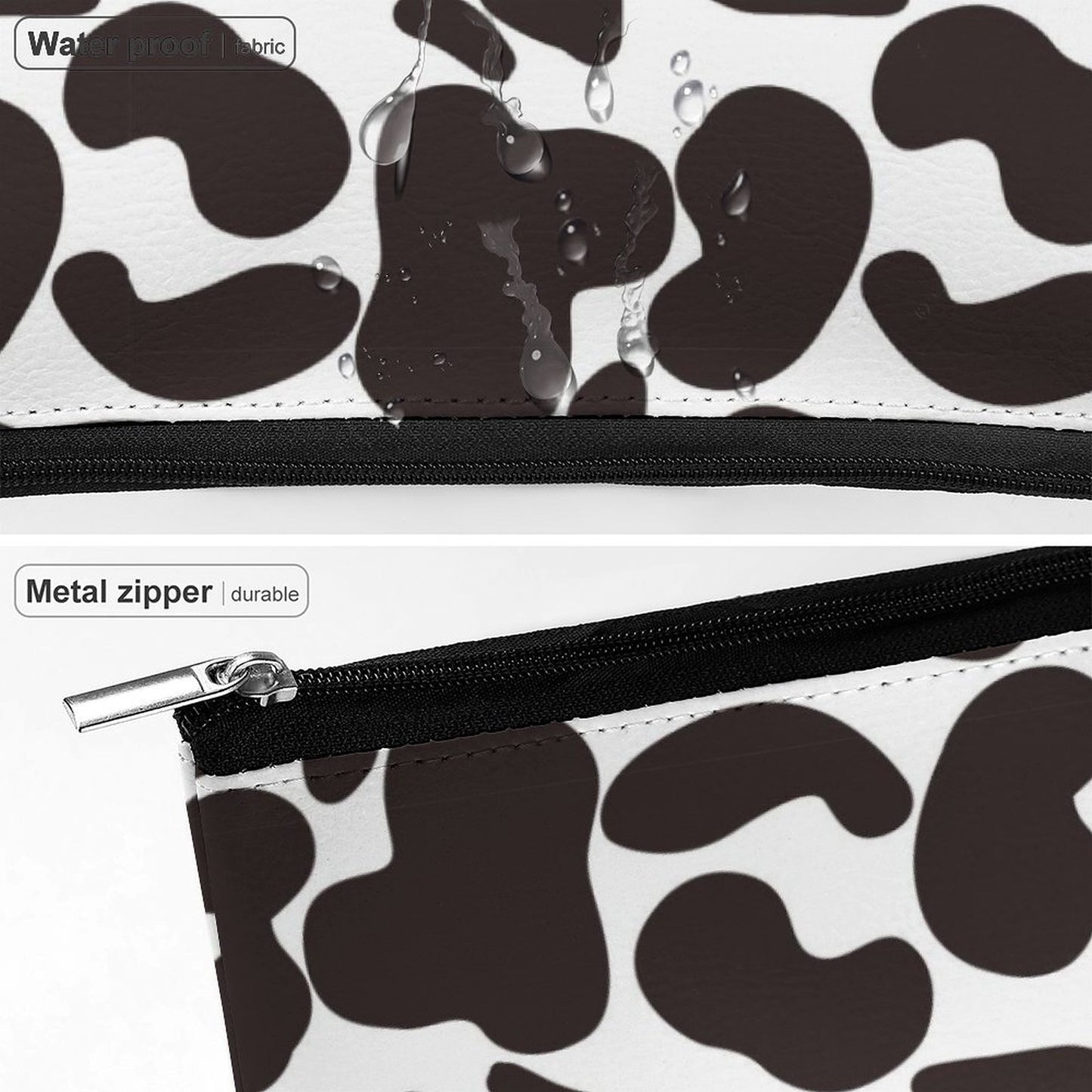 Petite trousse de maquillage en cuir PU imperméable pour femme, trousse de toilette de voyage à fermeture éclair