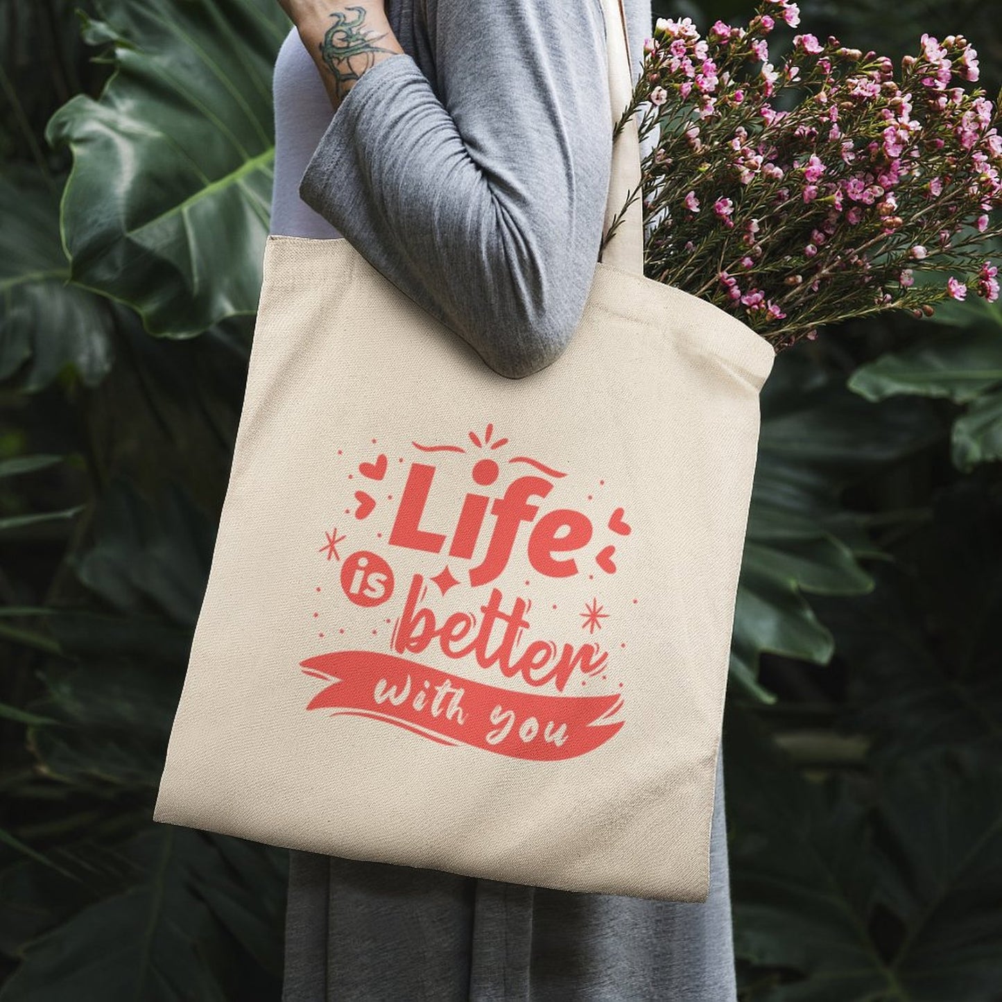 Sac fourre-tout en coton personnalisé, sacs d'épicerie en tissu légers et réutilisables de taille moyenne