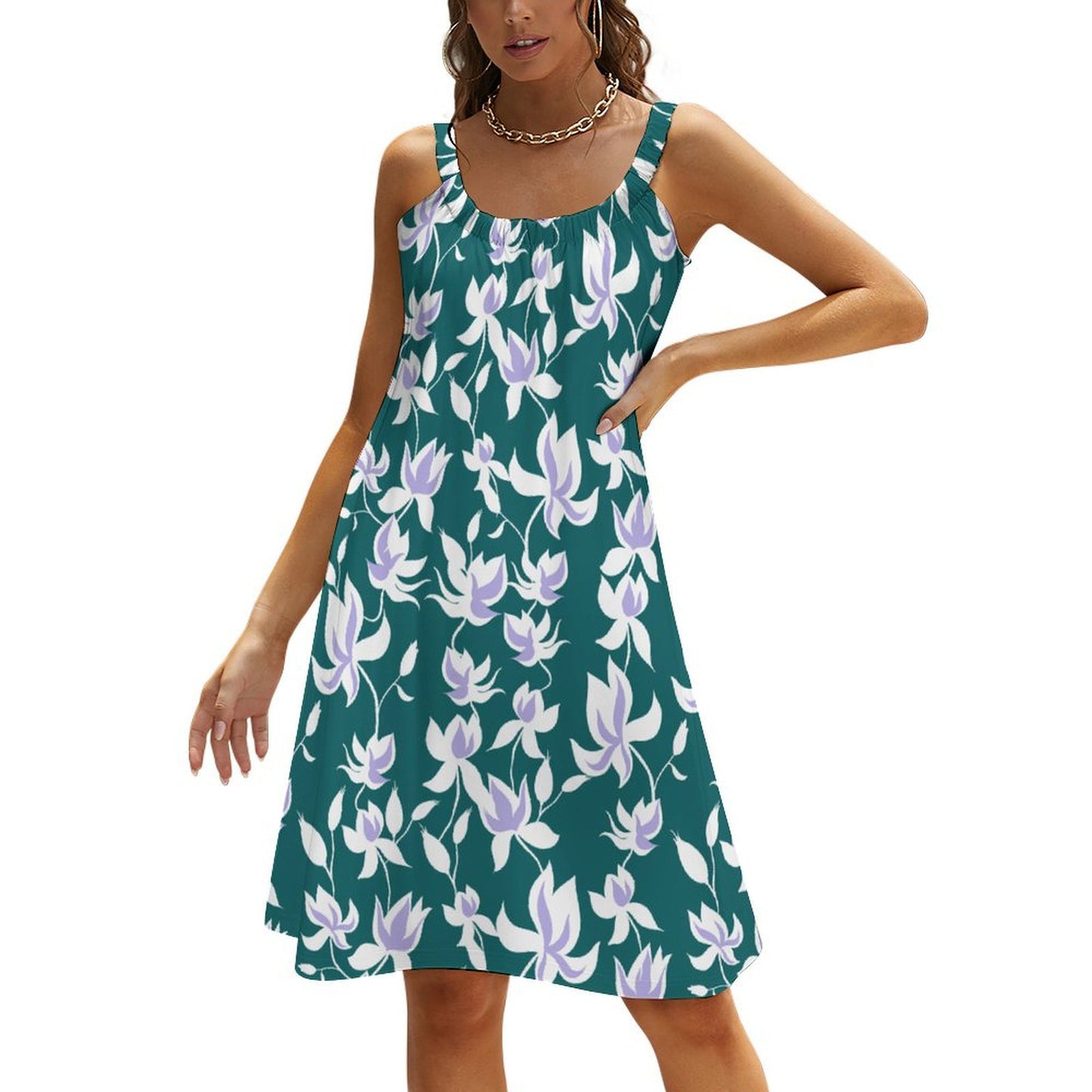 Robe d'été décontractée sans manches pour femme, longueur genou, style swing, simple et ample