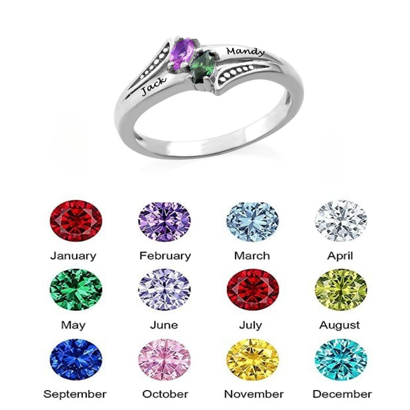 Personalized Ring Birthstone Rings For Women Custom Engraved Name Ring Wedding Family Mother Days Jewelry