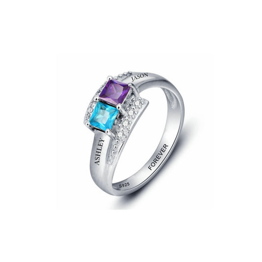 Mother‘s Day Gift Personalized Names Anniversary Rings for Women Sterling Silver Jewelry with Birthstones Promise Moissanite Ring for Mother