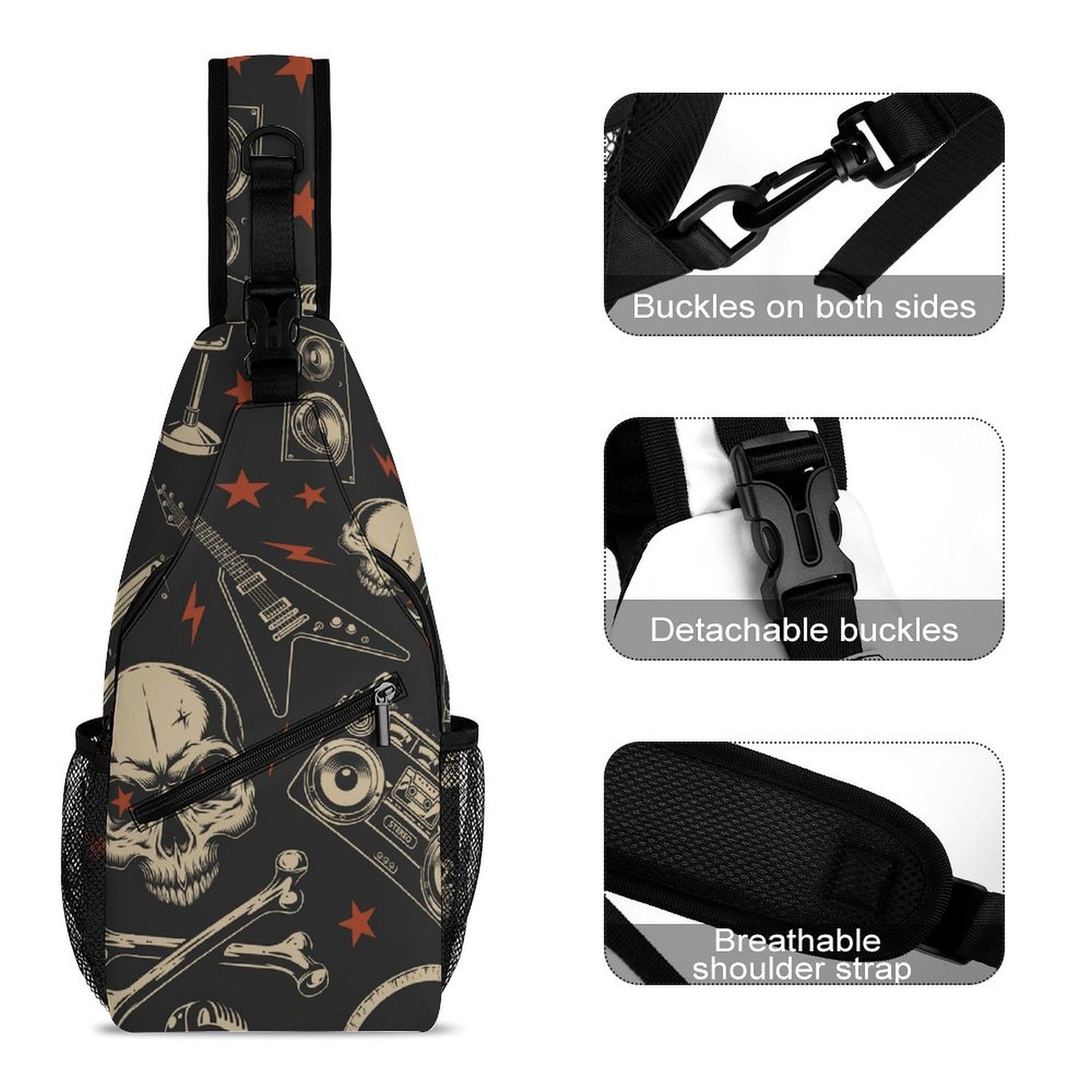 Sac à bandoulière personnalisé, imprimé intégral, antivol, léger, pour voyage et randonnée