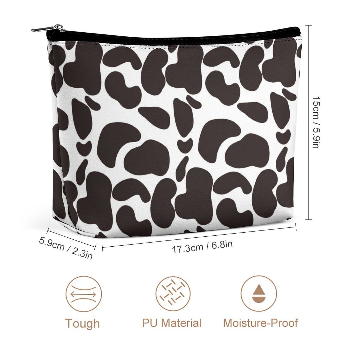 Petite trousse de maquillage en cuir PU imperméable pour femme, trousse de toilette de voyage à fermeture éclair