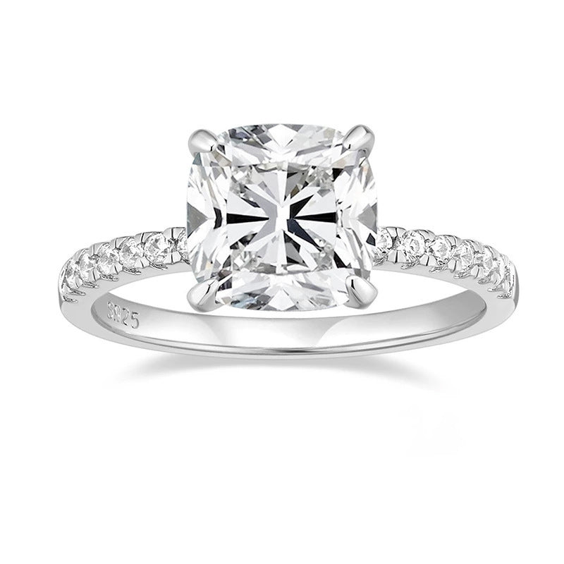 Custom Name Hidden Halo Engagement Ring,3CT Sterling Silver, Engraved Promise Ring for Women