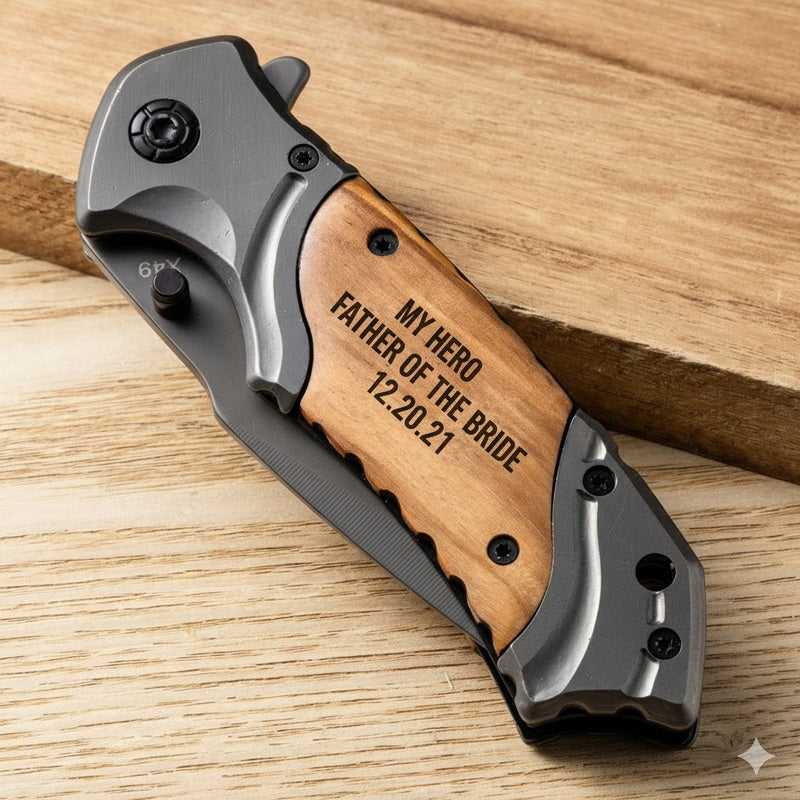 Couteau de poche gravé personnalisé – Cadeau personnalisé pour homme