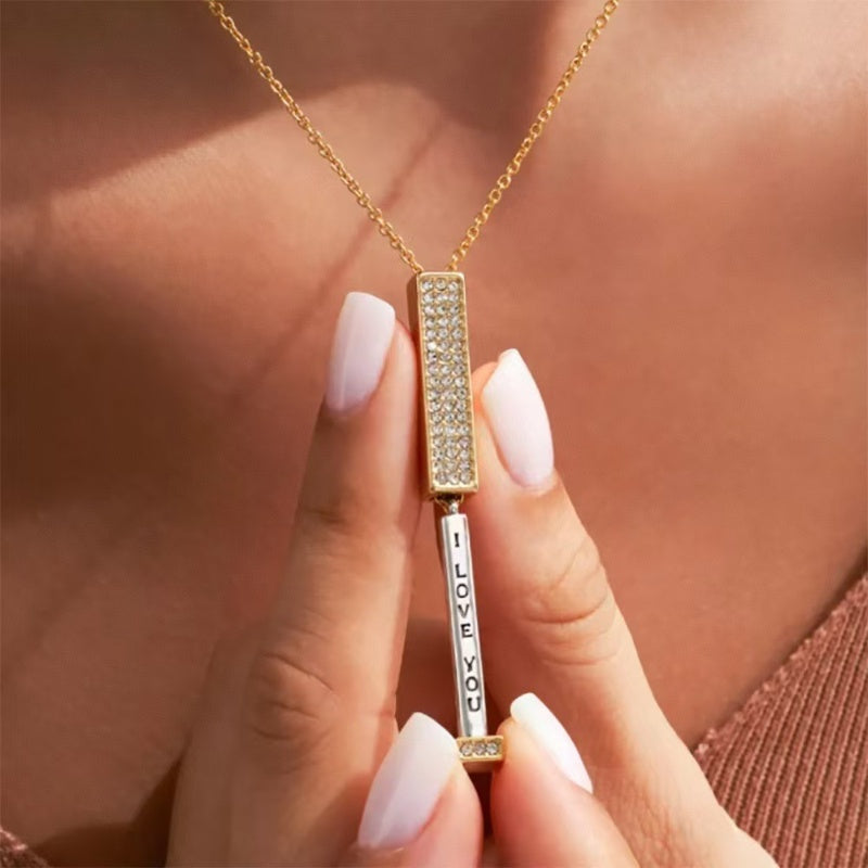 Creative Hidden Message Custom Necklace-Engraving Retractable Necklace