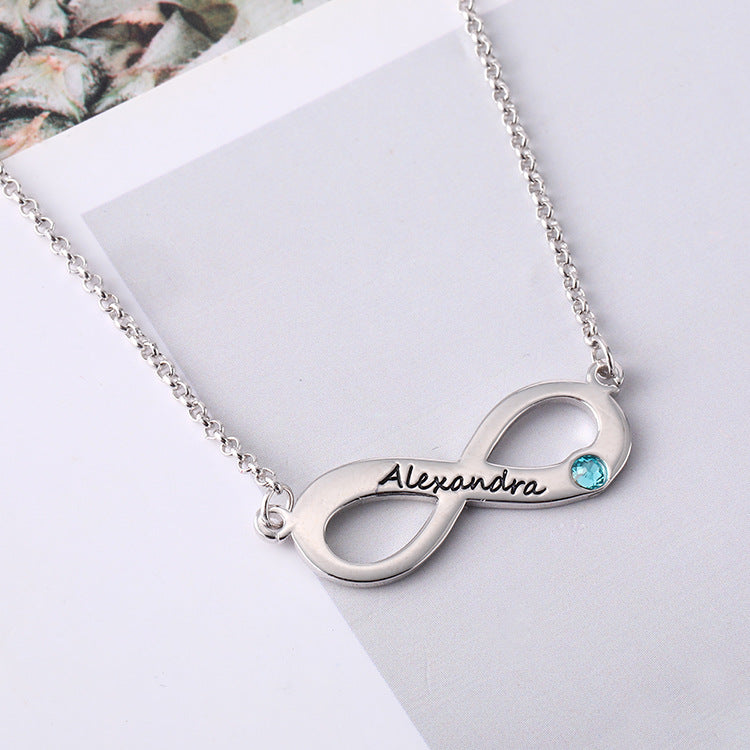 Custom Engraved Name Infinity Necklace with Birthstone,Meaningful Gift for Her