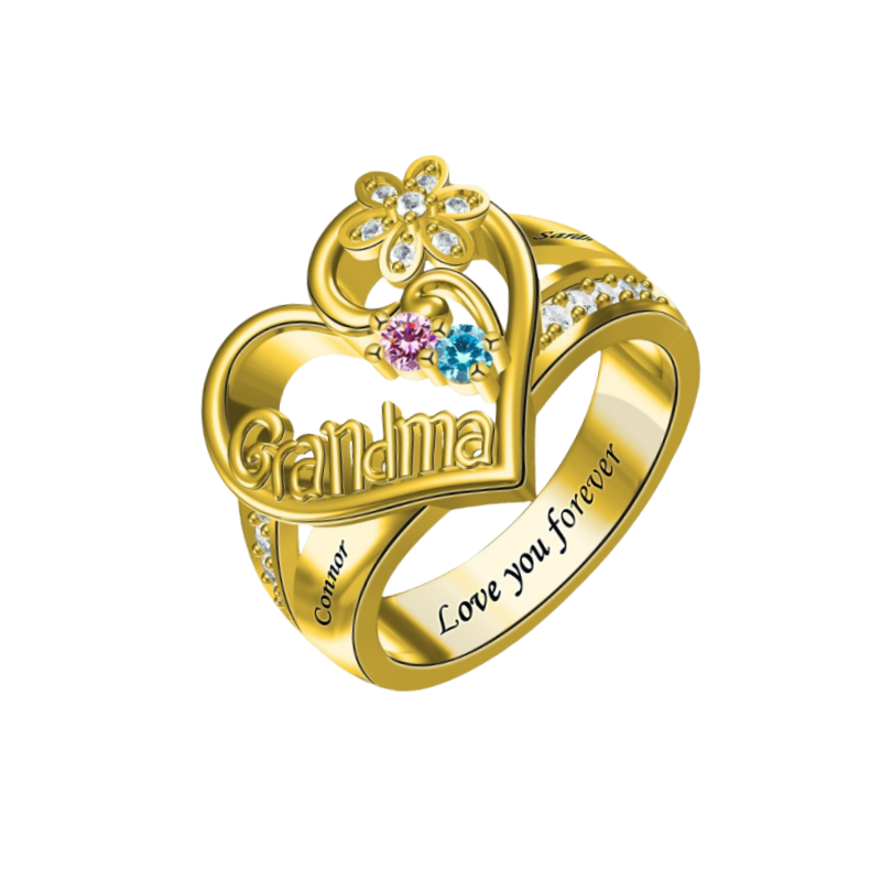 Bague grand-mère en argent sterling S925, bagues personnalisées avec 1 à 8 pierres de naissance pour grand-mère, bagues personnalisées avec nom pour grand-mères