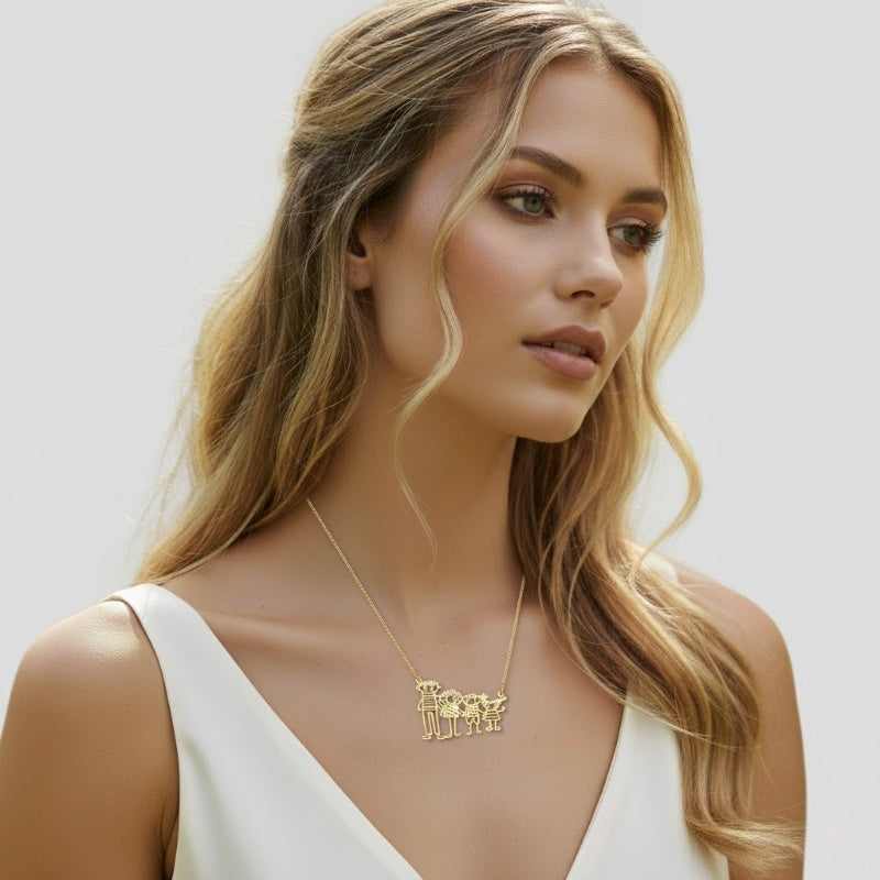 Personalized Kids Drawing Necklace-Perfect Personalized Gift for Mom/Dad