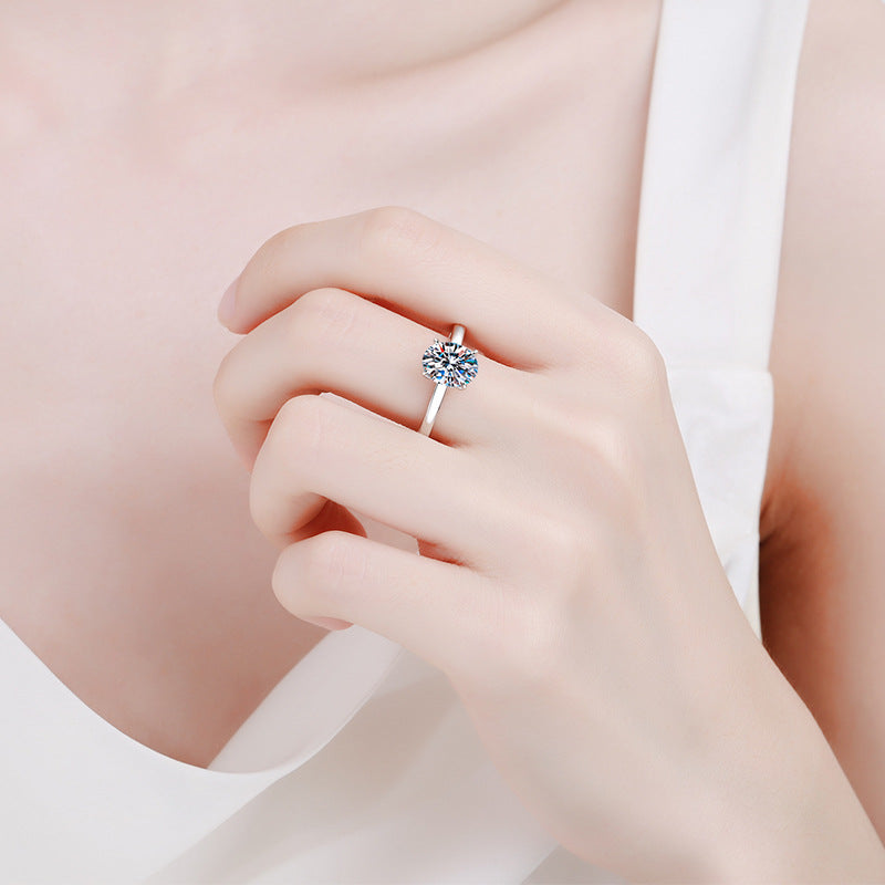 Customizable Round-Cut Solitaire Ring | Handcrafted Sterling Silver Promise & Wedding Band