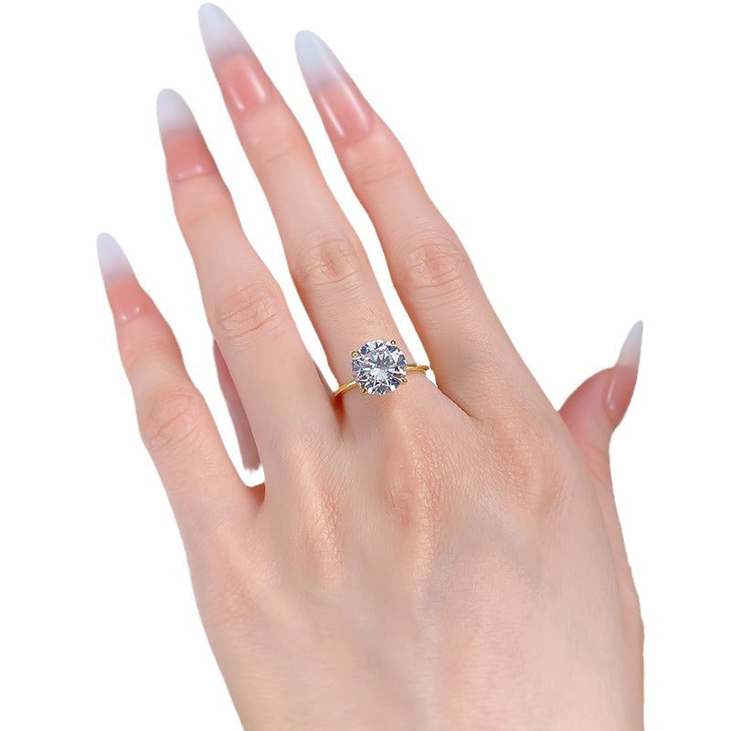 3CT 925 Sterling Silver Engagement Rings Solitaire Cubic Zirconia CZ Wedding Promise Rings for Her