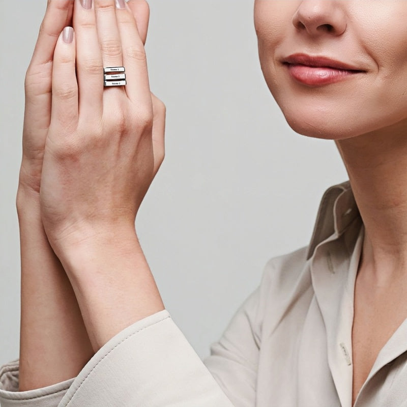 Bague personnalisée en argent sterling pour 3 meilleures amies, bague avec nom gravé pour femmes BFF, bagues de promesse d'anniversaire, bijoux