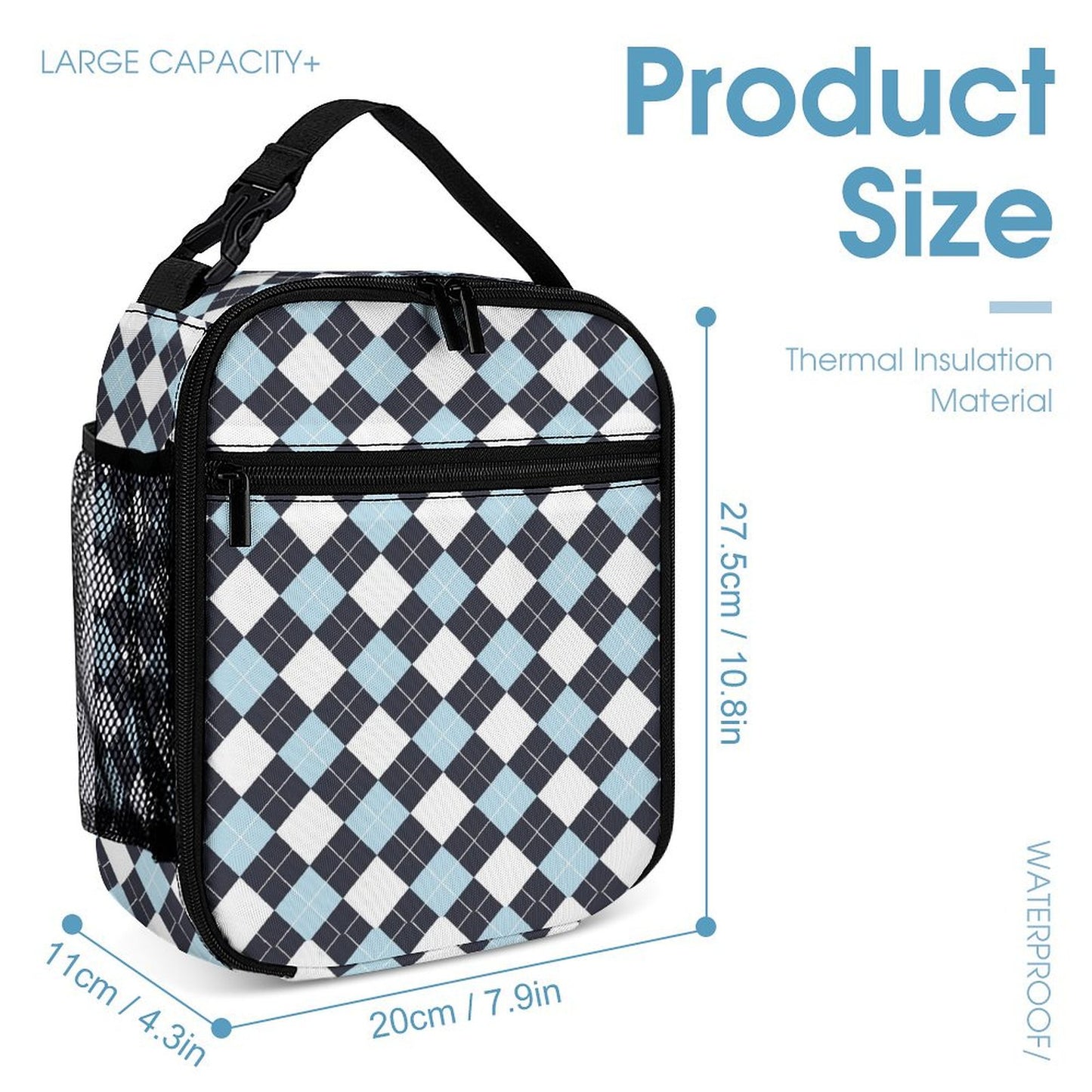 Ensemble sac à dos et sac à lunch personnalisé à imprimé géométrique pour filles et garçons, cartable 3 pièces avec sac à lunch et trousse