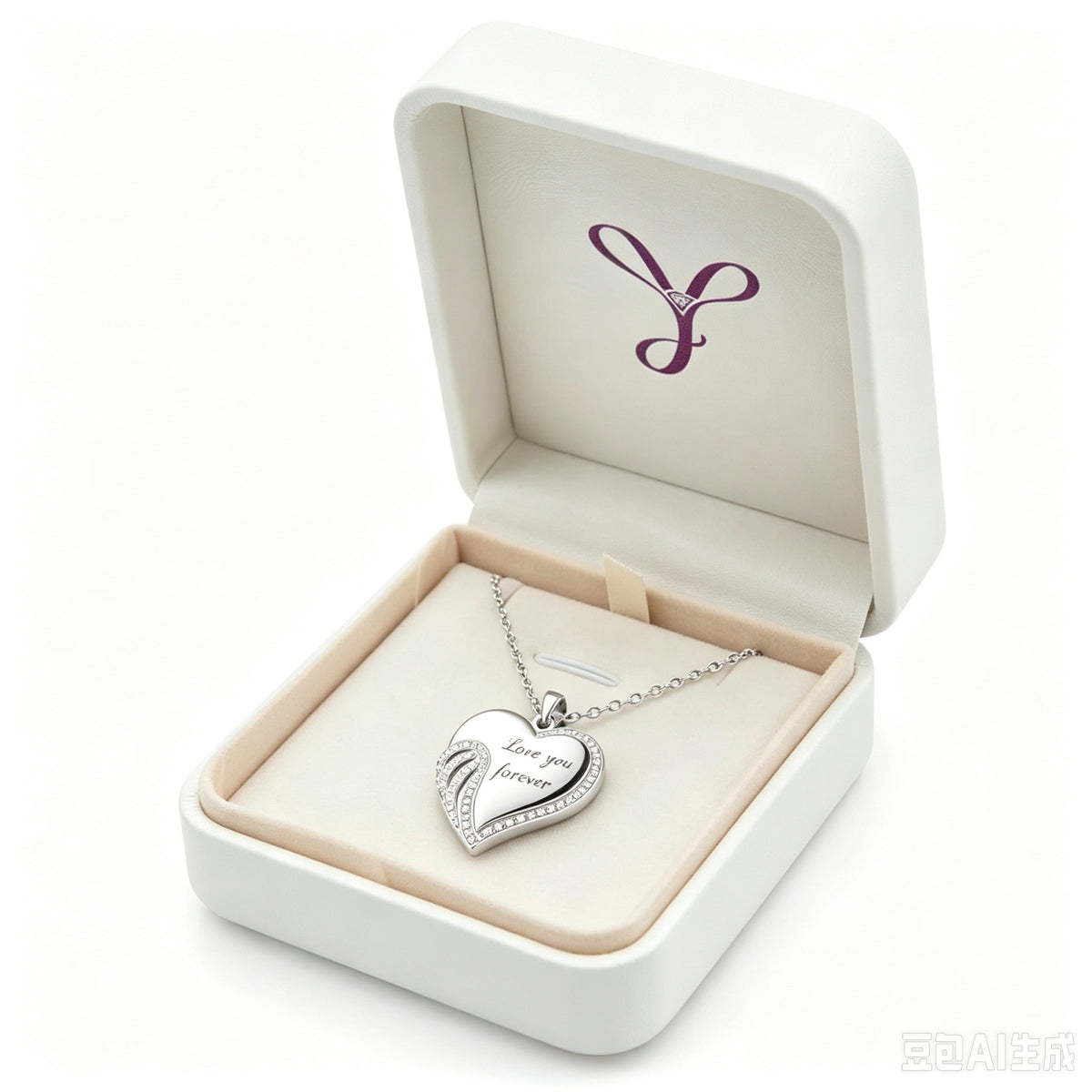 Angel wing heart necklace in a gift box