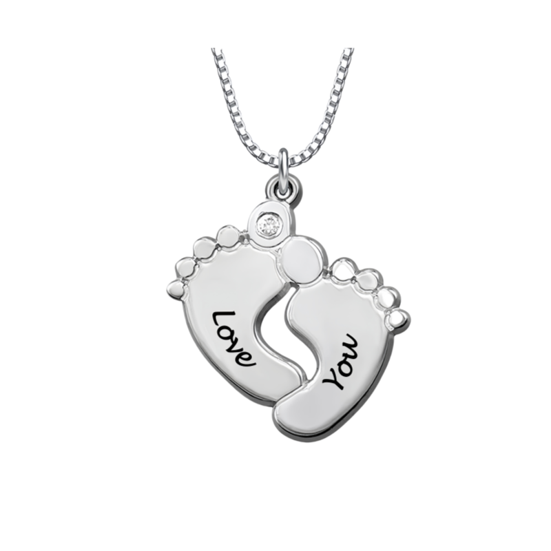 Cadeaux personnalisés pour la fête des mères pour maman Collier avec pieds de bébé Collier de pierre de naissance pour nouvelle maman Collier de nom gravé