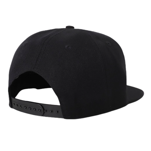 Casquette snapback noire à visière plate vierge pour logo personnalisé | Casquette de baseball hip-hop unie avec taille ajustable
