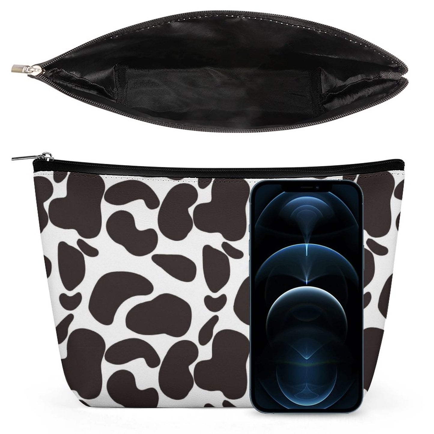 Petite trousse de maquillage en cuir PU imperméable pour femme, trousse de toilette de voyage à fermeture éclair