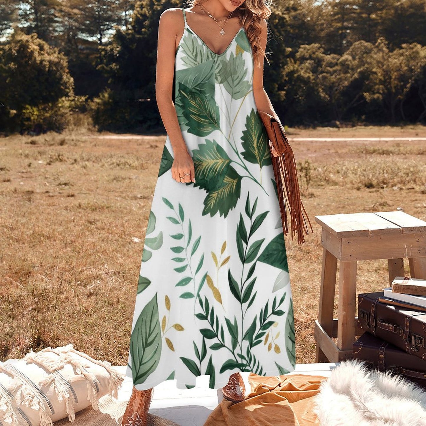 Robe d'été ample et décontractée pour femme, sans manches, fendue, longue, pour la plage, les voyages, les vacances, tenues d'été 2024