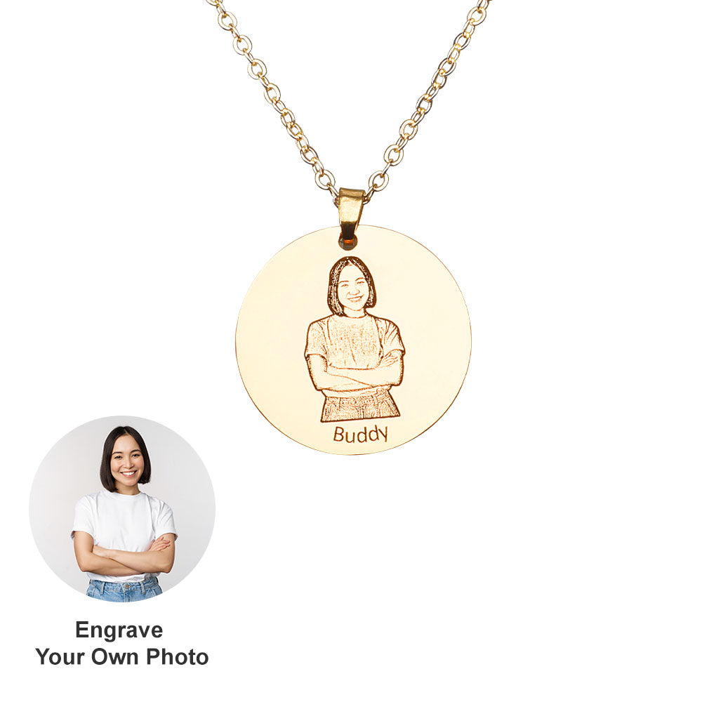 Heart Pedant Custom Engraved Image Memorial Necklace for Women Men Stainless Steel Personal Chain on the Neck Gift