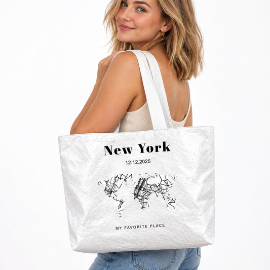 Personalized City Map Tote Bag with Custom City Name - main product view
