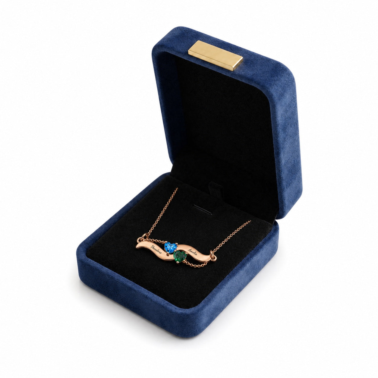 Angel wing birthstone necklace in a gift box