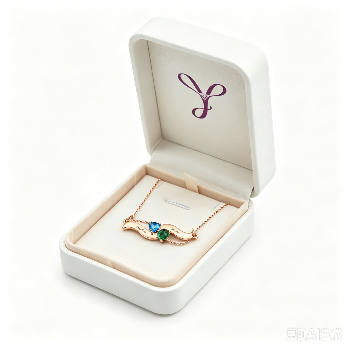 Angel wing birthstone necklace in a gift box