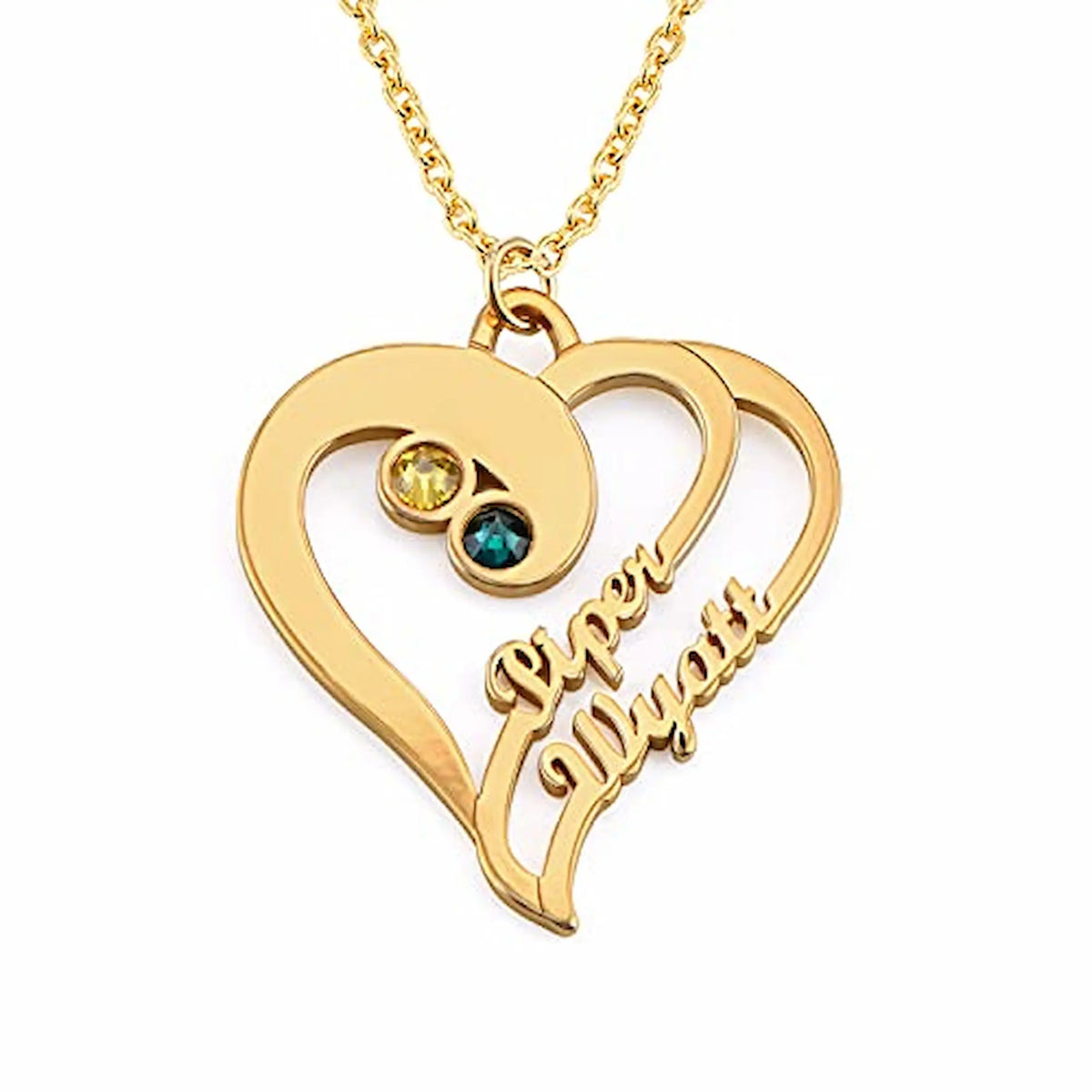 Romantic custom engraved couple name necklace in sterling silver, perfect anniversary or Valentine's Day gift.