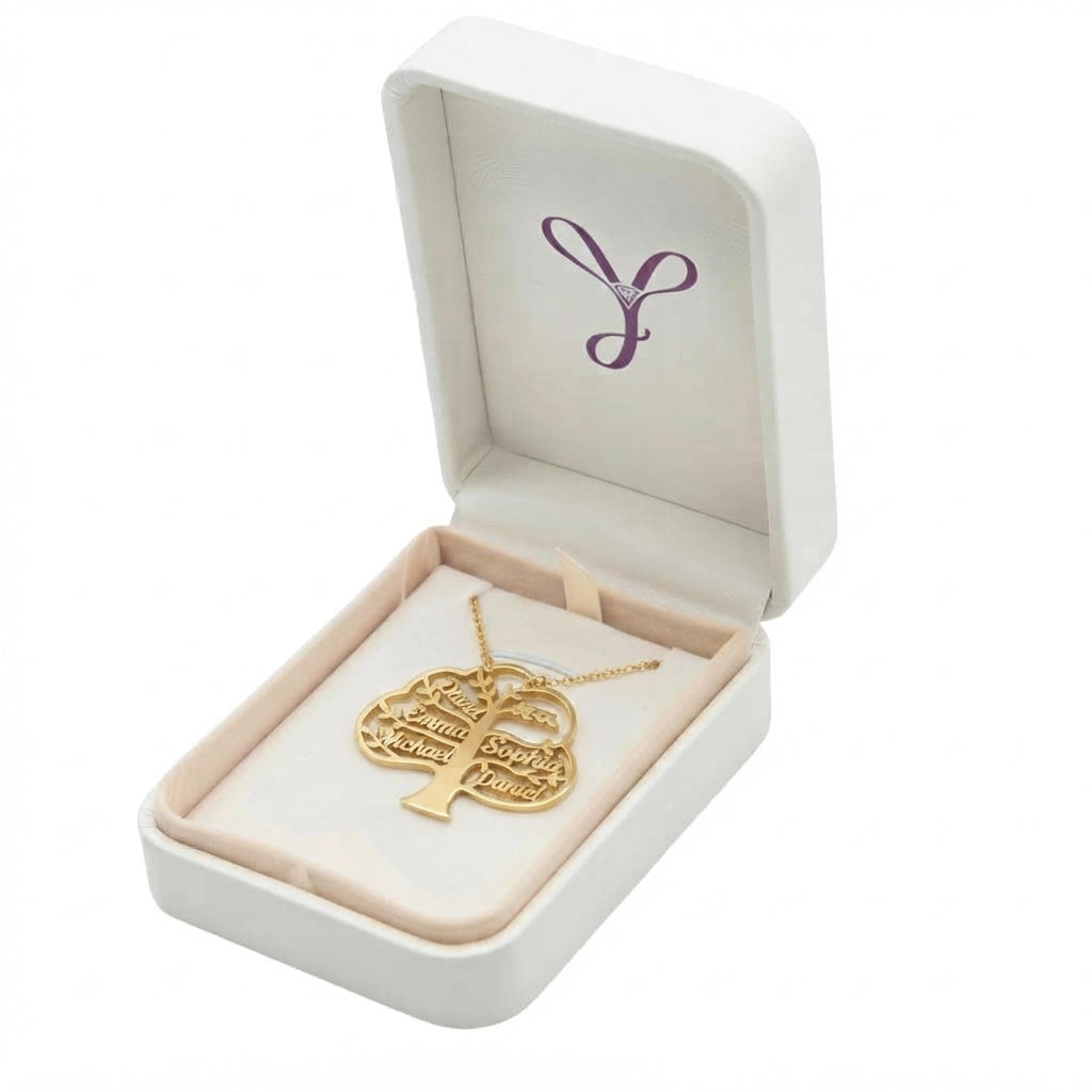Personalized Family Tree Name Necklace with Custom Family Names