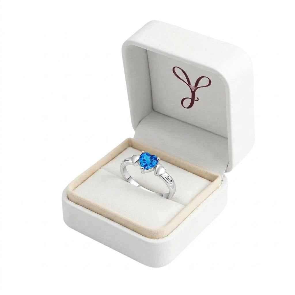Custom heart solitaire name ring gift view