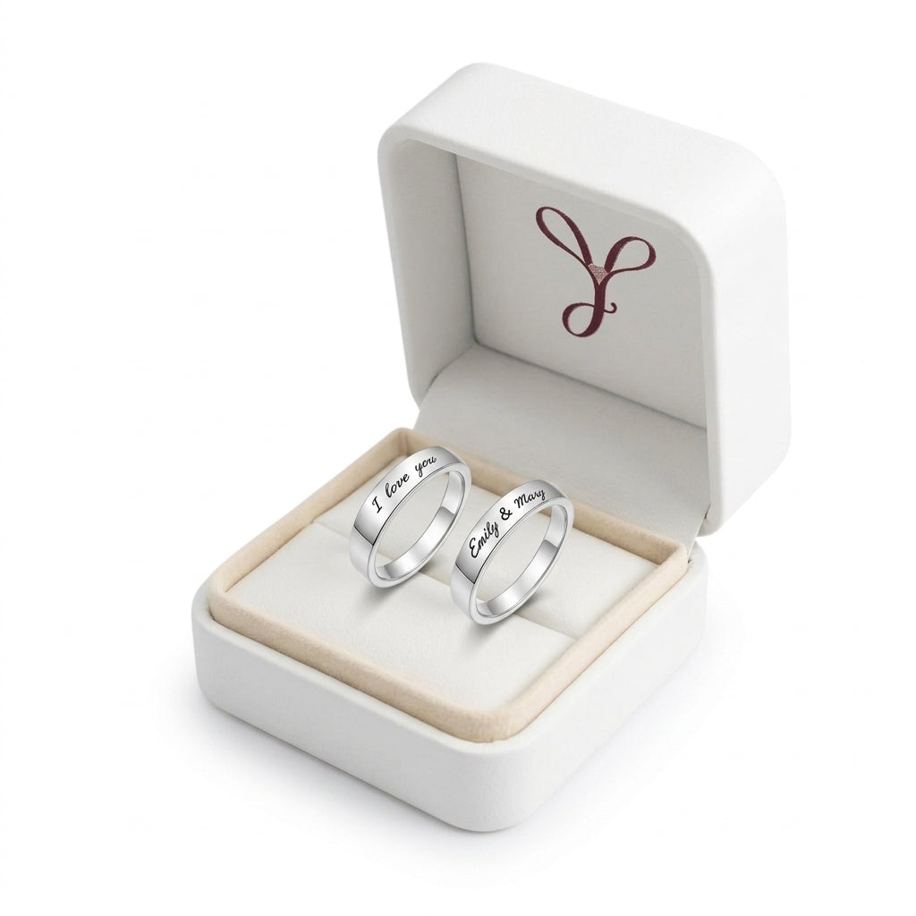 Custom matching couple name band ring gift view