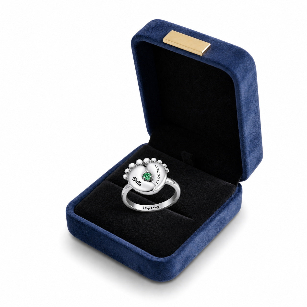 Custom Mom Birthstone Ring gift box view custom jewelry