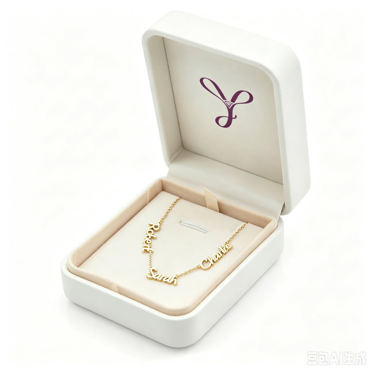 Custom three name necklace in a gift box