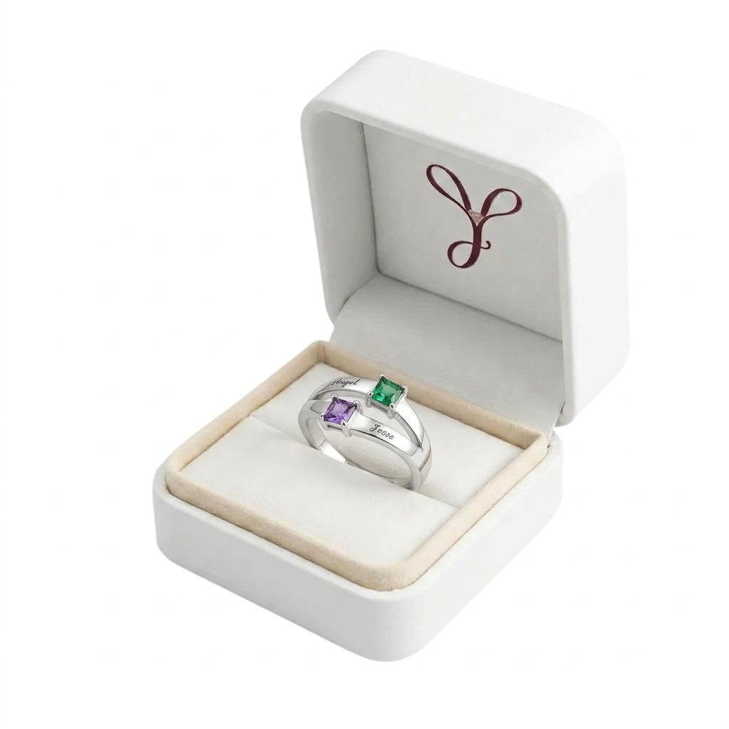 Custom Two Stone Ring gift box view custom jewelry
