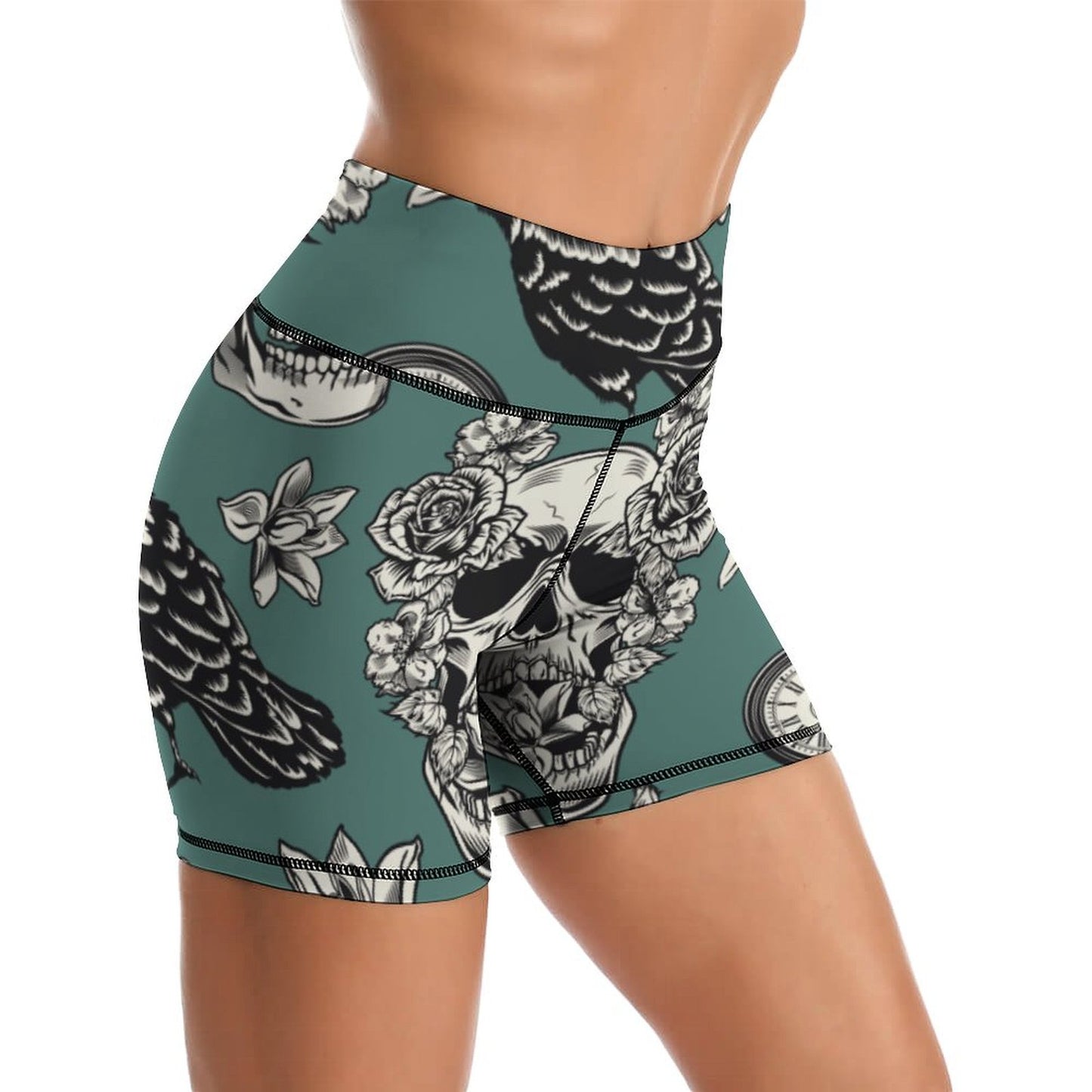Short cycliste taille haute personnalisé pour femme - 12,7 cm - Contrôle du ventre - Fitness - Athlétique - Entraînement - Course - Yoga - Gym