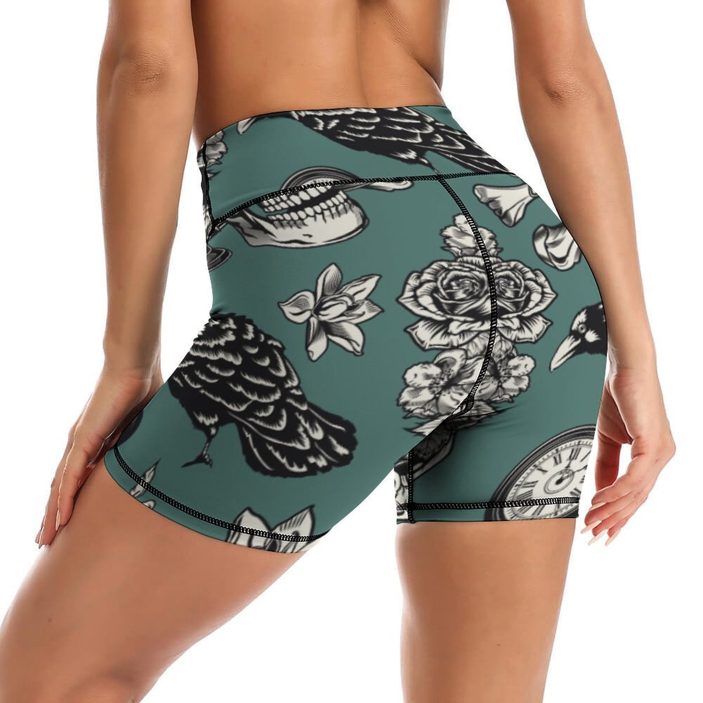 Short cycliste taille haute personnalisé pour femme - 12,7 cm - Contrôle du ventre - Fitness - Athlétique - Entraînement - Course - Yoga - Gym