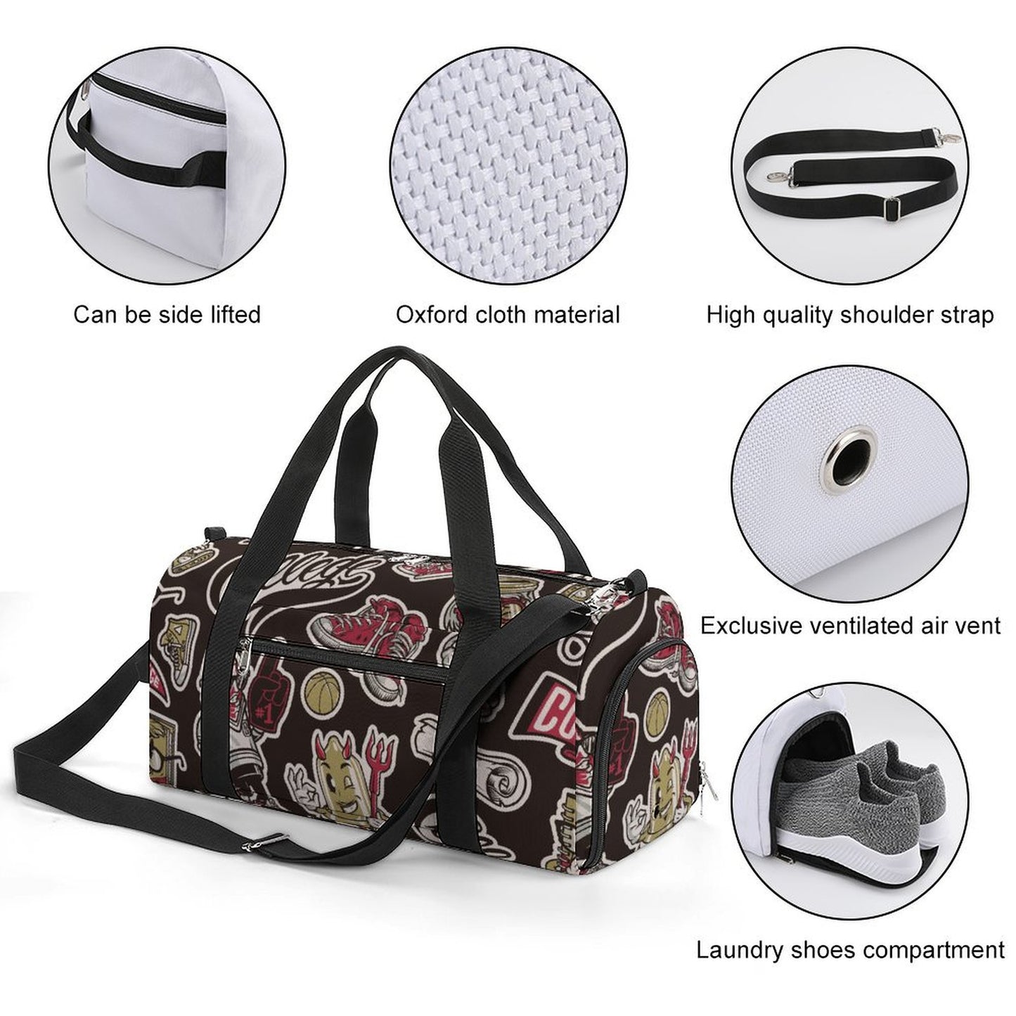 Sac de sport personnalisé avec impression, sac de sport sec et humide séparé, sac de sport, sac de sport, sac à main d'entraînement, sac à dos de yoga
