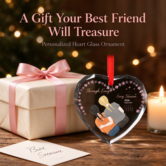 Personalized Heart Photo Christmas Ornament, Custom Best Friend Keepsake Gift - main product view