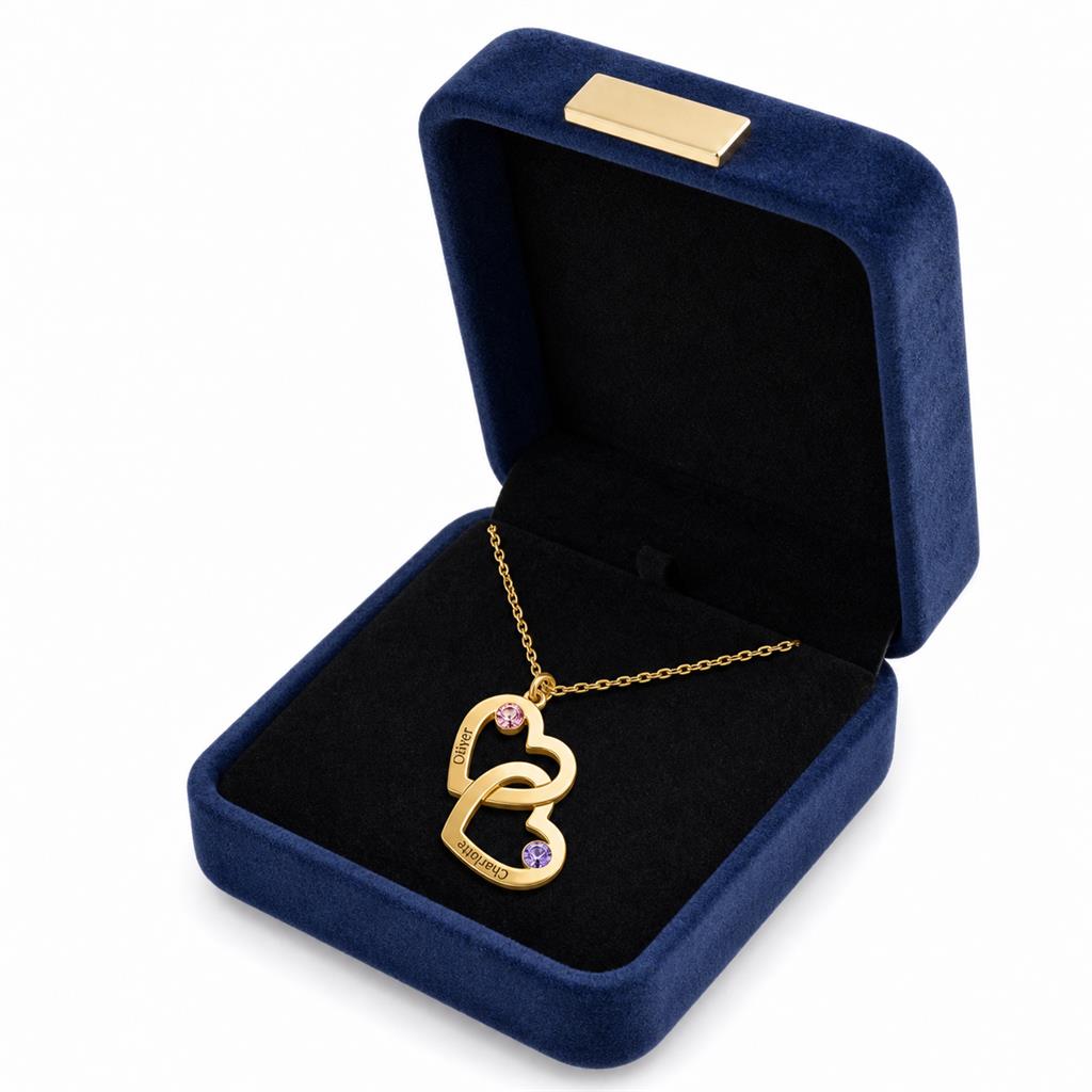 Mom child heart necklace in a gift box