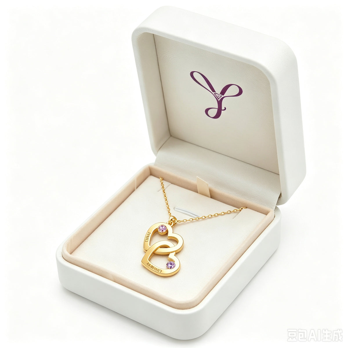 Mom child heart necklace in a gift box