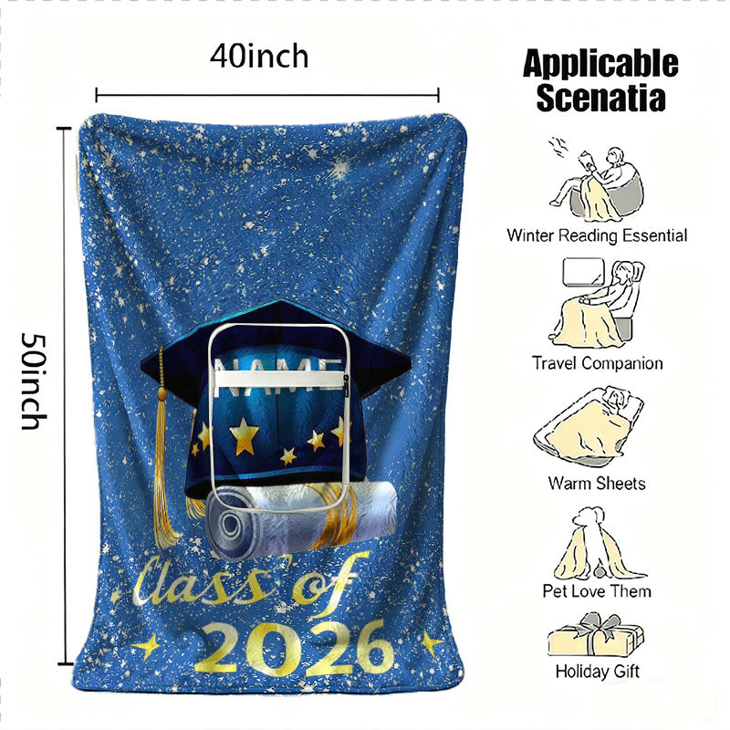 40x50 inch custom graduation blanket with gift guide.