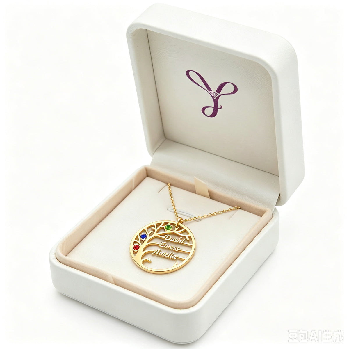 Family tree necklace in a gift box