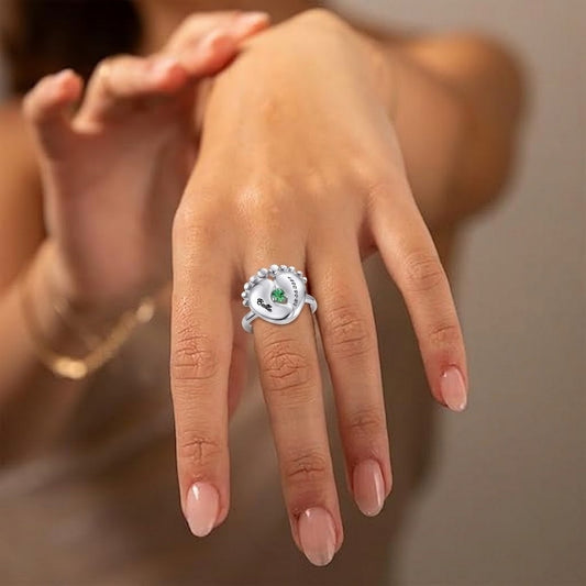 Mom Birthstone Ring on hand view custom jewelry