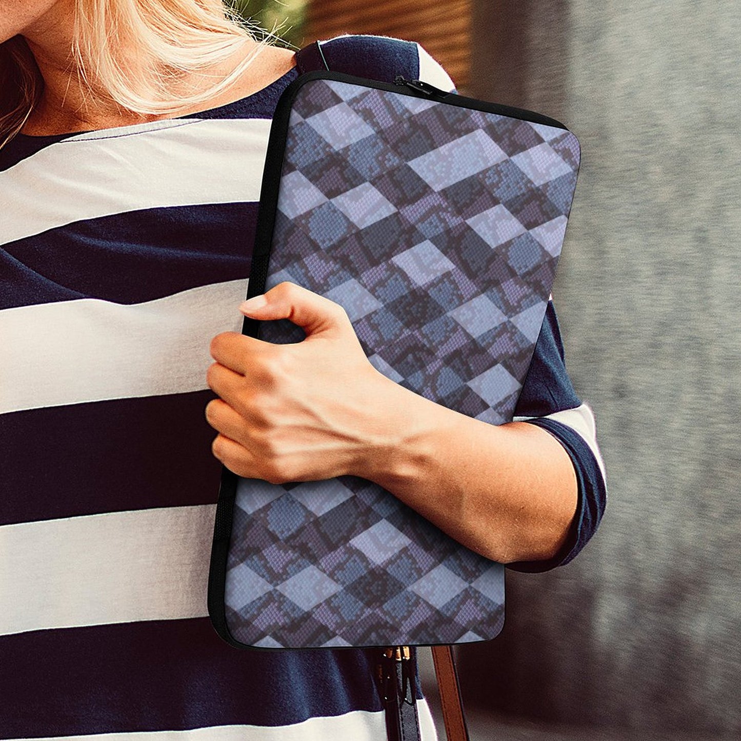 Women carrying Personalized Protective Case for 13 or 15 inch laptop on shoulder.