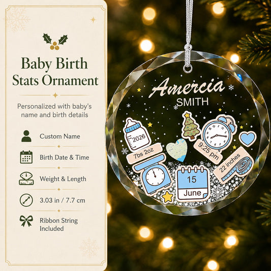 Personalized Baby Name & Initial Christmas Glass Ornament main product view